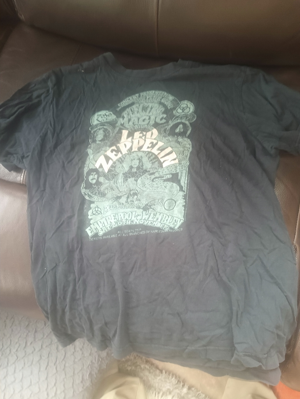 Fruit of the Loom Black Led Zeppelin Graphic Tee with Teal Print